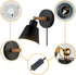 (1, ClanKin Plug in Wall Sconces Lighting, Black Wood Style Wall Sconce Reading Lamp, Adjustable Wall Light for Bedroom
