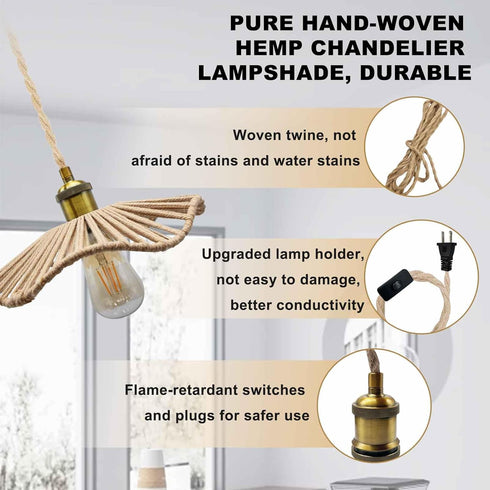 FEYAIM 2 16.7ft E26 E27 Bulb Pcs Plug in Pendant Light, Metal Lampshade with Switch, Light Base, Hanging Lights