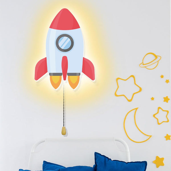 Aurelema Space Rocket Night Light Wall Lamp Sleeping Nursery Lighting Cute Floating