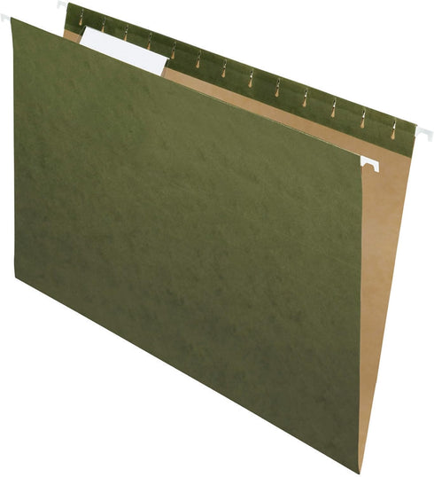 School Smart Hanging File Folders, Legal Size, 1/3 Cut Tabs, Pack of 25, Green