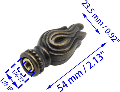 HAJXZH 1 1/4-27 1/8 PCS Lamp Finials Decorative Flame Style Solid Lampshade Top Harp Top for and IP Thread Size Table