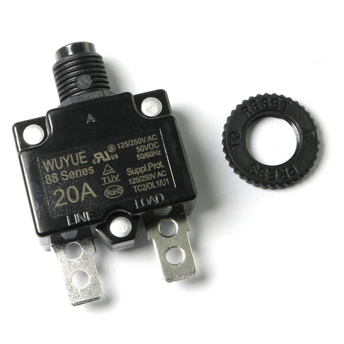 1-Pack Thermal Switch Circuit Breaker Overload Protector 20A Mini Size Push Reset Button Switch