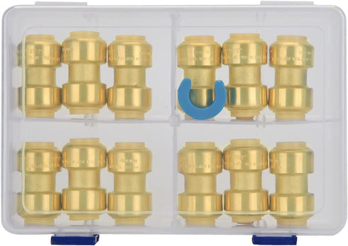 SUNGATOR 1/2 Inch Pushfit Plumbing Fittings, 12 Pack, No Lead Brass Push to Connect for PEX, Copper, CPVC