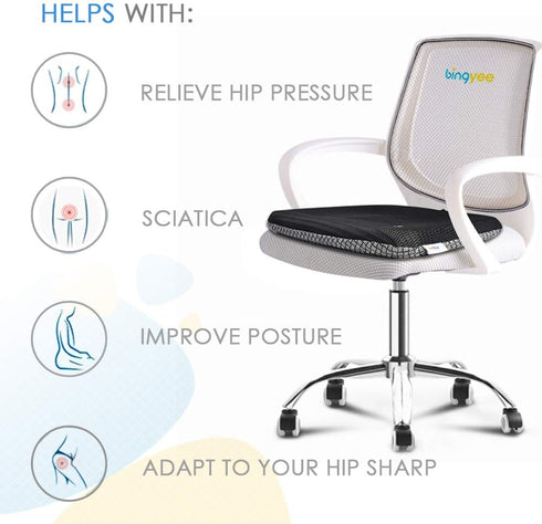 Gel Seat Cushion – 1.8 Inch Thick Orthopedic Chair Pad for Pressure Relief in Office, Car, Home, Wheelchair