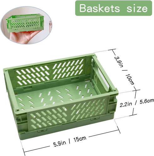 Xhwykzz 4 Pack Mini Foldable Plastic Small Baskets, Collapsible Storage Crate for Home, Office, Classroom, Mini Size