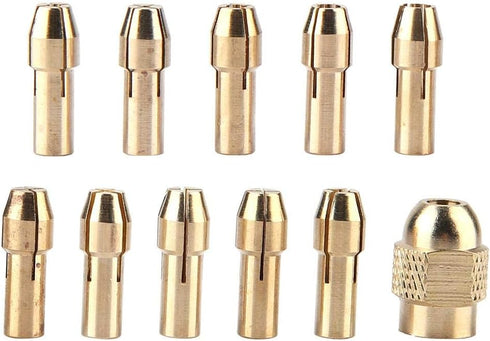 Drill Collet Set, 11pcs 4-jaw Copper Drill Chuck for Mini Electric Power Drill, 0.5-3.2mm