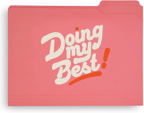 ban.do Thick Sturdy File Folders, Set of 6 Decorative File Folders with Tabs and Sticker Labels, Assorted Quotes