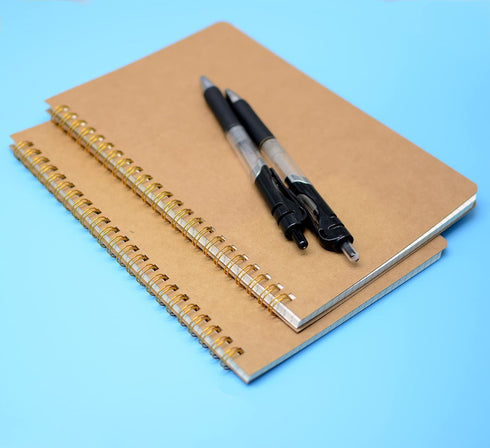 YYaaloa 2pcs A5 Spiral Notebooks, 6x8 Soft Cover Journals, 200 Pages, Wirebound Memo Notepads with Black Pen