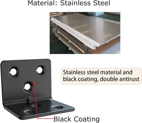 Aufuga (30, 1.5x1.2x1.2) Black Stainless Steel Shelf Bracket,Joint Right Angle Bracket,L Shape Heavy Duty Metal Corner