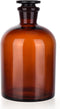1000ml Borosilicate Glass Reagent Bottle, Narrow Mouth with Standard Ground Glass Stopper, Amber