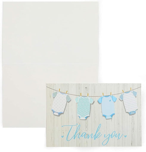 Pipilo Press 6 4 Inch Pack 60 Baby Shower Thank You Cards with Envelopes & Stickers for Boy - x Blue Clothesline Design