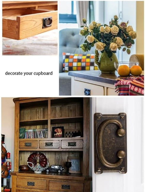 Generic 85AC Antique Drawer Pull Zinc-Alloy Dressers Knob Cupboard Handle VintaFurniture Decor Handle Square Bedside
