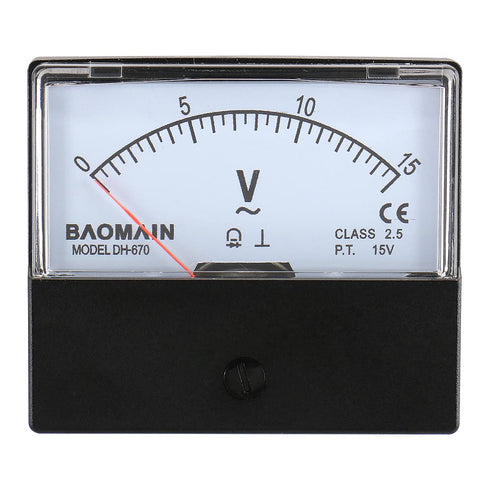 Baomain Voltmeter DH-670 AC 0-15V Rectangular Class 2.5 Analog Panel Voltage Meter