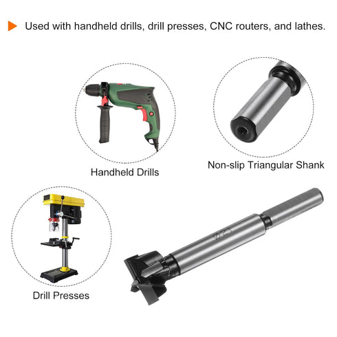 Forstner Drill Bit 21mm (13/16") K30/C1 Tungsten Carbide Tip Triangle Shank for Woodworking