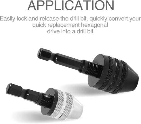 1/4 Inch Hex Shank Keyless Drill Chuck, Quick Change Adapter for Electric Tool Accessories (0.6-8mm, 0.3-3.6mm)