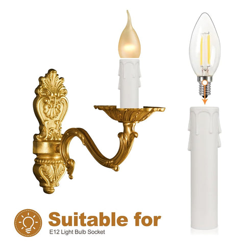 2 Inch 12Pcs E12 Bulb PATIKIL Tall Candle Covers Sleeves, Plastic Chandelier Socket Sleeves Drip Candle Socket Covers
