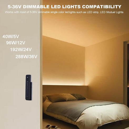 Dimmer 5V-36V 8A Dimming JOYLIT LED Switch with Remote, DC Magnetic Wall-Mounted RF Wireless Control, Sensitive Touch