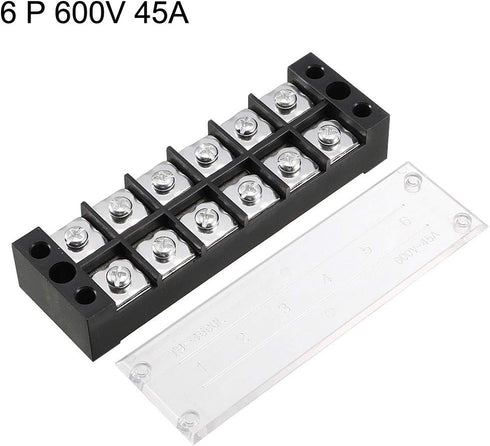 uxcell 2 Pcs 600V 45A Dual Rows 6 Positions Cable Barrier Block Terminal Strip TB-4506L