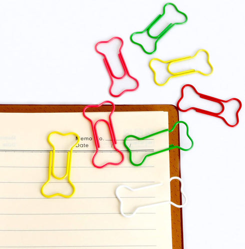 Cute Dog Bone Shape Paper Clips, 50 Pcs, Colorful for Notebook, Office, School, and Home Use