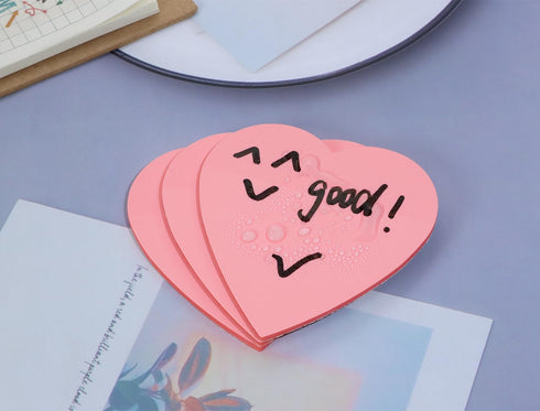 ONLYKXY 3 Pack Dark Pink Heart Shaped Transparent Sticky Notes, 2.8X2.8in, 150 Sheets Waterproof Self-Stick Pad