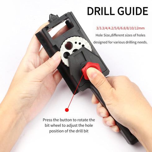 Drilling Wood Dowel Straight Hole Adjustable Jig, Woodworking Carpentry Positioner Locator Tool