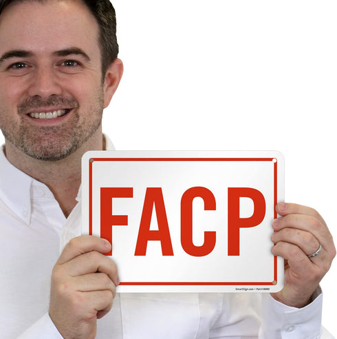 SmartSign S-9296-AL-10 "FACP" Sign | 7" x 10" Aluminum Red on White
