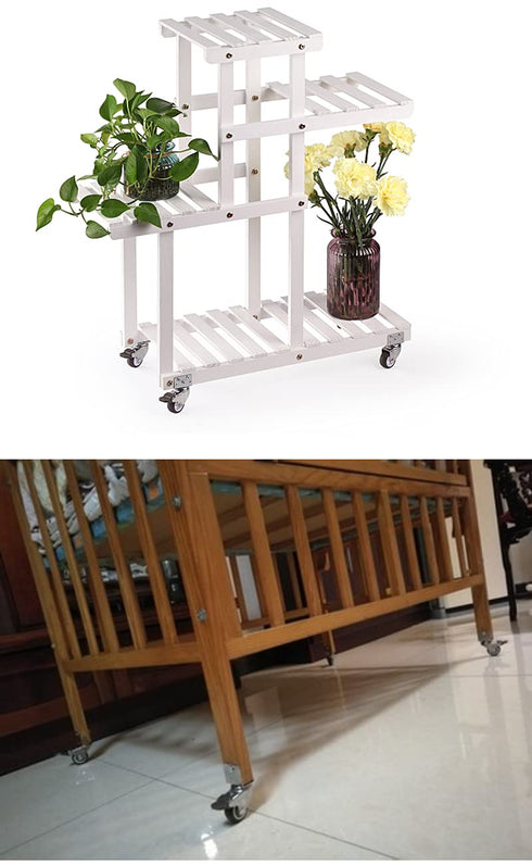 4PCS Crib Rubber Furniture Casters, 1.5 inch L Type 360 Degree Swivel Mute Caster with Mounting Screws