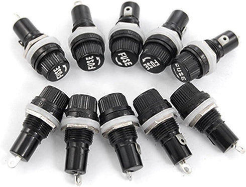 yueton Pack of 10 AC 15A 125V Black Electrical Panel Mounted Screw Cap Fuse Holder