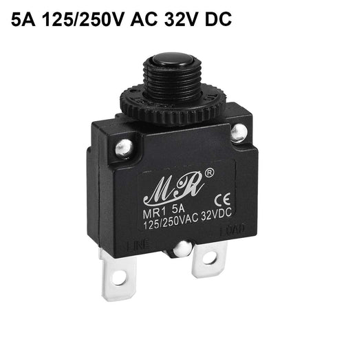 uxcell Thermal Circuit Breaker 5 Amp Push Button Reset Overload Protector 125/250V AC 32V DC
