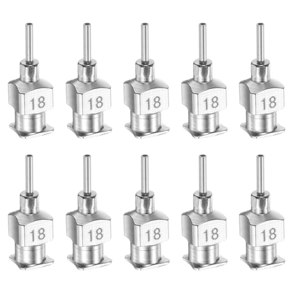 10pcs 18Gauge Stainless Steel Dispensing Needles, 1/4" Blunt Tips Luer Lock for Thick Liquids, Ink, Glue