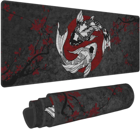 Rutuioy Japanese Koi Fish Ying Yang Black Red XXL XL Large Gaming Mouse