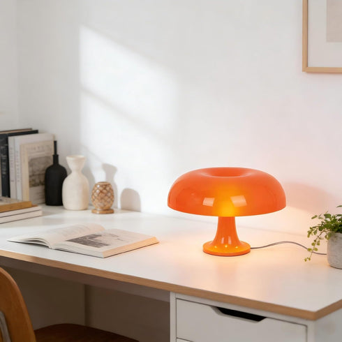 13.8 Inch 3 Retro Orange Mushroom Table Lamp, Color Change, Mid-Century Modern Bedside Lamp, for Bedroom Living Room