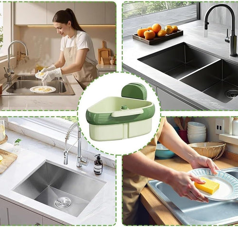 Generic Bathroom(1pcs) Suction Cup Sink Strainer Corner Rack, Corner Sink Strainer, Automatic Dumping Triangular Sinks