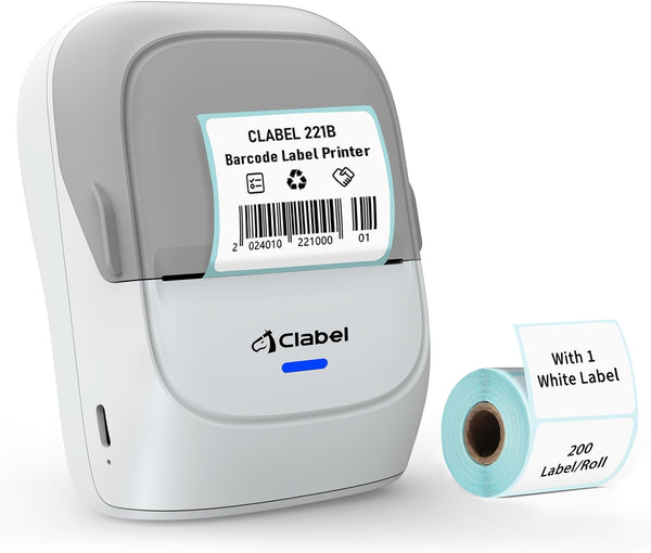 CLABEL Thermal Label Maker Machine, 221B Mini Portable Printer, Bluetooth Label Printer for Price Logo Clothing
