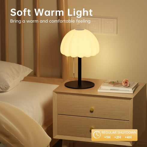 BYSYGLOBE Dimmable 4 Touch Bedside Table lamp, RGB Mode Small Lamp for Bedroom, Pull Chain Table Lamps with Light