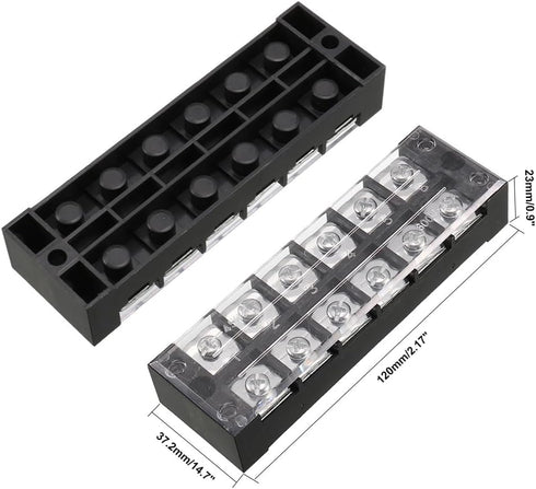uxcell Dual Rows 6 Positions Wire Barrier Block Terminal Strip, 600V 45A TB-4506L