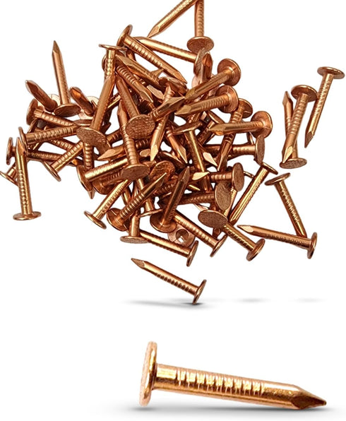 (100-Pack) 1 Inch Copper USA MADE Nails - Solid Pure Copper Roofing Finish Spikes for Furniture and Boat
