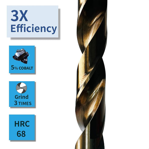 Cobalt Drill Bit Set (1/16-1/4 Inch, 13PCS), M35 High Speed Steel Twist Drill Bits for Metal, Plastic, Wood