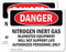 (2 Pack) Nitrogen Inert Gas Equipment OSHA Danger Sign 18 Inch X 12 Inch Rust-Free Aluminum Metal Signs