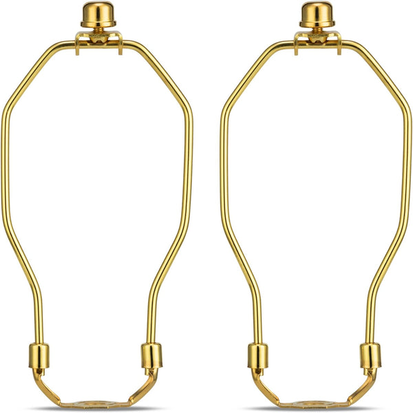 Lamp Shade Holder, 2 Set 7 Inch Heavy Duty Lamp Harp Holder with 3/8 Standard Saddle + Lamp Finial Caps for Table and