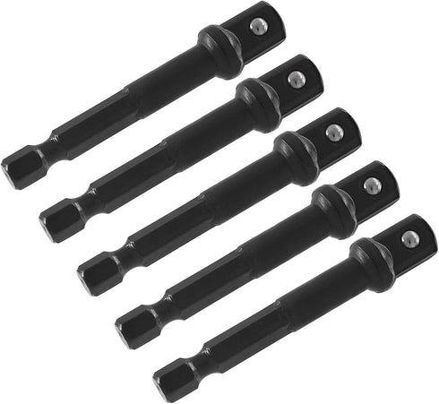 Square Socket Bit Adapter, 5 Pcs 3/8 Hex Impact Socket Extension Set - Impact Socket Driver Bits for DIY Drills