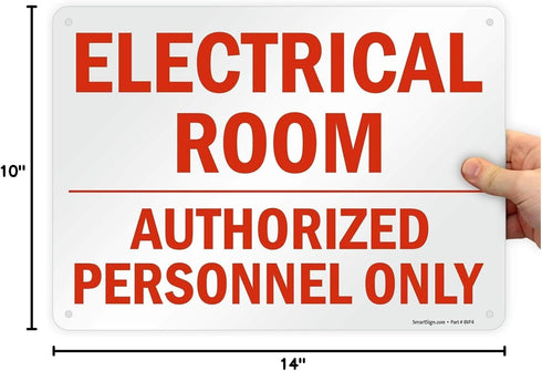 SmartSign U9-1312-NP "Electrical Room - Authorized Personnel Only" Sign, 10" x 14"