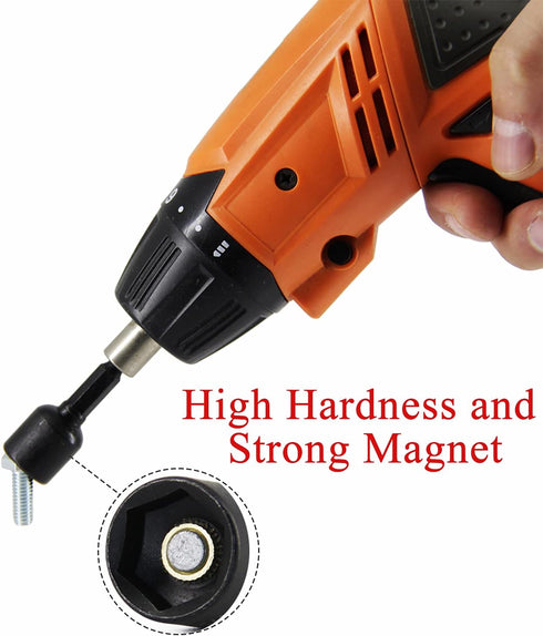 14PC Power Magnetic Nut Driver Drill Bit Set, Metric & SAE Socket for 1/4" Driver Hex