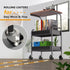 Rolling Cart with Wooden Tabletop, 3 Tier Metal Utility Cart, Lockable Wheels for Kitchen, Office, Bedroom (Black)