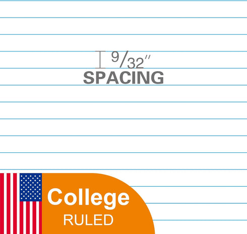 Kaisa 3 Pack Notebook Paper College Ruled, 3-Hole Punched Loose Leaf Paper 8x10.5, 150 Sheets/Pack (3 Pack-college)