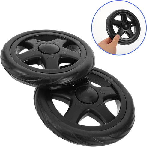 2-pack Luxshiny Rolling Cart Wheels, Black Plastic Replacement Wheels for Folding Shopping Carts, Universal Utility
