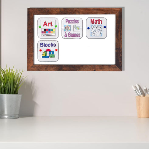 TORASO Dry Erase White Board - Magnetic Wall Board for Office/School/Home, Walnut Wood Frame, 7.9"x 11.8"