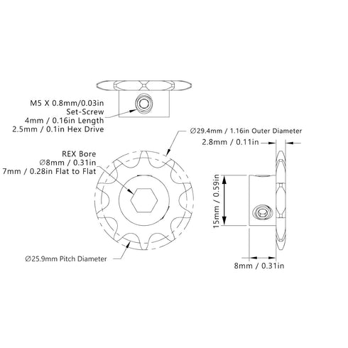 Tissting 3Pcs Steel Sprocket, 5307-4008-0010, 8mm Pitch Hex Hole 10 Teeth Drive Gears for Bicycles