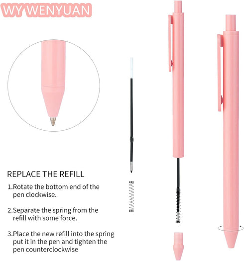 WY WENYUAN 10 Pcs Colored Ballpoint Pens, Retractable Pastel Ink, 1.0mm Fine Point for Writing, Drawing, Journaling