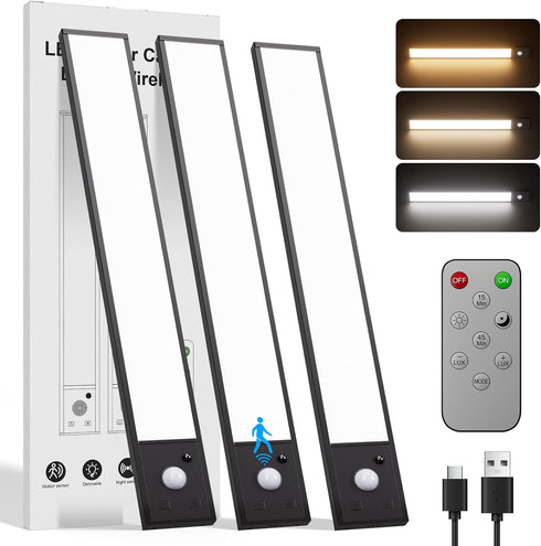 8inch Rechargeable under cabinet lighting ,56 LED -3 Color& 7 Levels Motion